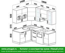 Дизайн кухни 180 см фото
