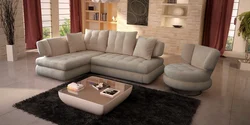 Sofa with ottoman in the living room photo