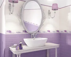 Lilac tiles in the bathroom photo