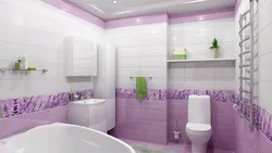 Banyoda fotoşəkildə lilac plitələr