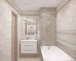 Bath design with horizontal tiles