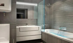 Bath design with horizontal tiles