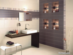 Bath design with horizontal tiles