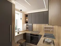 Kitchen design for a one-room apartment 33 sq m