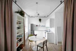 Kitchen design for a one-room apartment 33 sq m