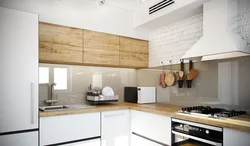 Черно Белая Кухня С Деревянной Столешницей Фото