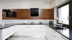 Ошхона Сиёҳ Ва Сафед Бо Акс Countertop Чӯбӣ