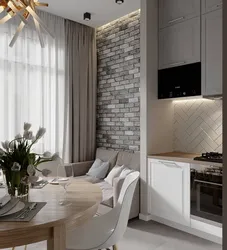 Modern Kitchen Design With Sofa And TV