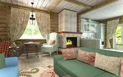 Гостиная в деревянном доме с печкой фото