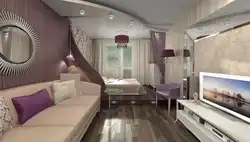 Düzbucaqlı otaq dizayn balkonlu qonaq otağı yataq otağı