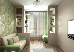 Rectangular room design living room bedroom with balcony