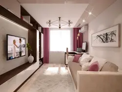 Rectangular room design living room bedroom with balcony