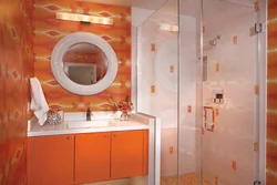 Peach bathroom interior