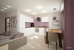 Apartment design 60 sq m with kitchen living room