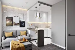 Design Of 1 Room Apartment 38 Sq M With Kitchen