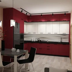 Black burgundy kitchen photo