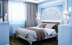 Bedroom Interior In Blue And Beige Tones