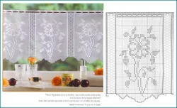 Crochet curtains for the kitchen photos and diagrams