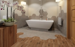 Tiles for laminate in the bathroom interior photo