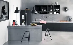 Кухня ў чорна-шэрым тоне фота