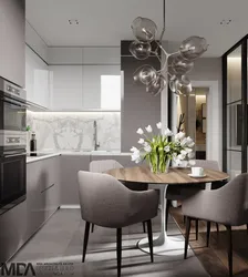 Modern kitchen interior with flowers