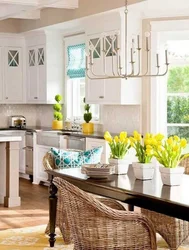 Modern Kitchen Interior With Flowers