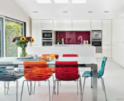 Modern kitchen interior with flowers