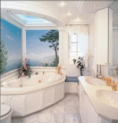 Bathroom design corner bath with window