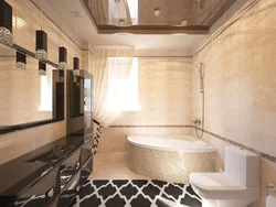 Дизайн ванной комнаты угловая ванна с окном