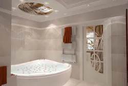 Дызайн ваннага пакоя кутняя ванна з акном