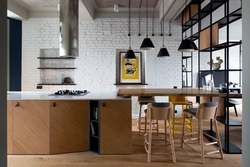 Loft style kitchen design with bar counter