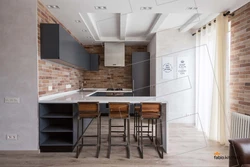 Loft Style Kitchen Design With Bar Counter