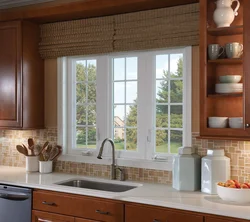 Длинное окно на кухне фото