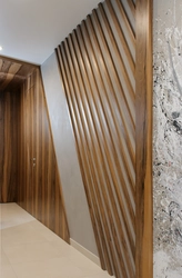 Wooden Slats On The Wall In The Interior Photo Hallway