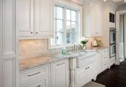 Classic kitchen with white countertop photo