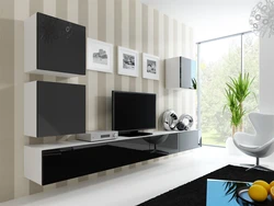 Wall mounted TV stands in the living room photo