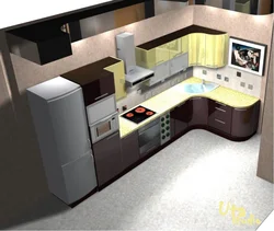 Дизайн угловой кухни 9 кв с телевизором