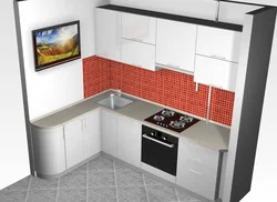 Corner Kitchen Design 9 Sq.M. With TV