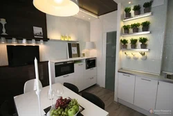 Corner kitchen design 9 sq.m. with TV