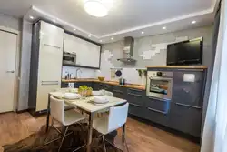 Дизайн угловой кухни 9 кв с телевизором