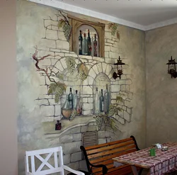 Modern frescoes in the kitchen interior