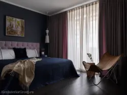 Combination of dark colors with others in the bedroom interior