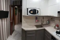 Corner kitchen design with refrigerator and washing machine