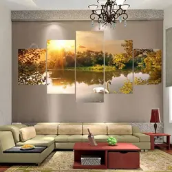 Painting on the entire wall in the living room photo