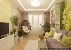 Living room design 16 m with balcony