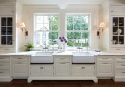 Kitchen design with white sink