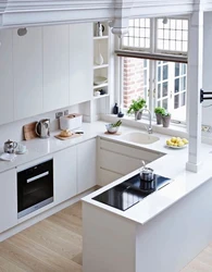 Дизайн кухни с белой раковиной