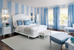 Blue and white bedroom design