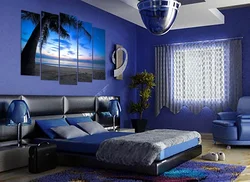 Blue and white bedroom design