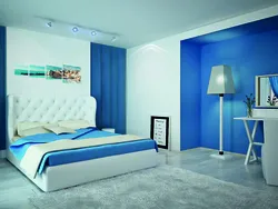 Blue and white bedroom design